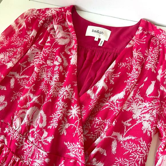 BA&SH NWOT Ulia Floral Wrap Tropical Mini Dress in Rose Size M - Picture 12 of 16